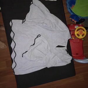 Peasant sleeve striped v neck long sleeve shirt